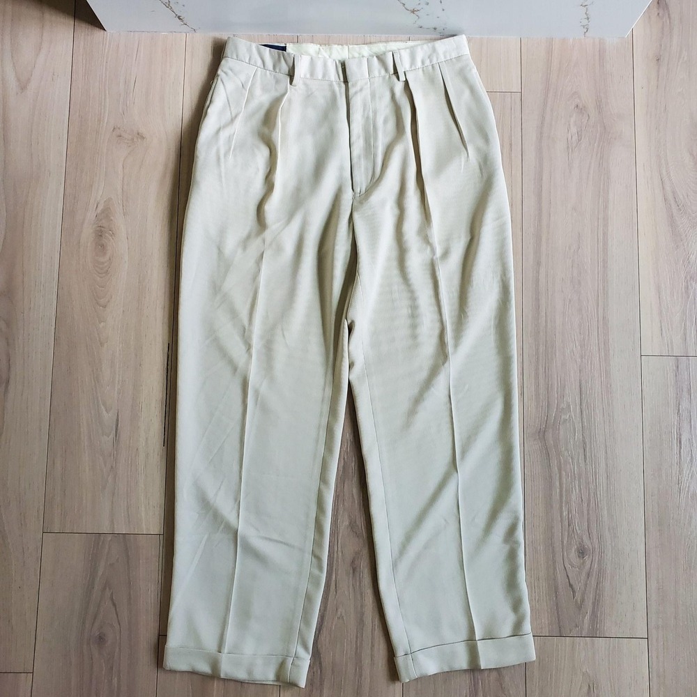 Polo Golf Ralph Lauren Pants Mens 32x30 Beige Corduroy Pleated Straight Leg